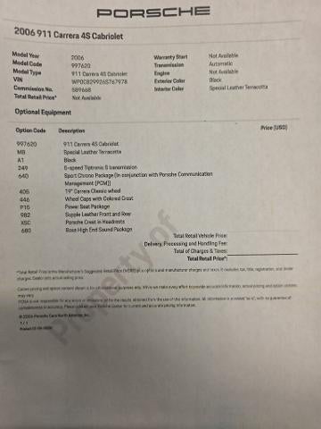 2006 Porsche 911 2dr Cabriolet Carrera 4S