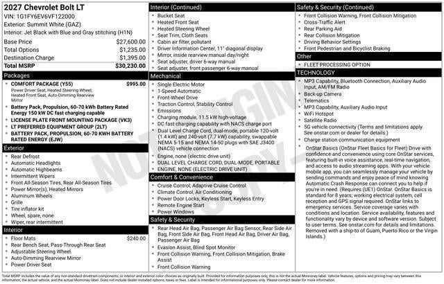 2027 Chevrolet Bolt LT
