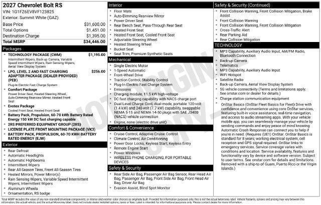 2027 Chevrolet Bolt RS