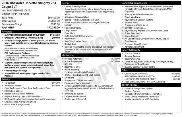 2016 Chevrolet Corvette Stingray Z51