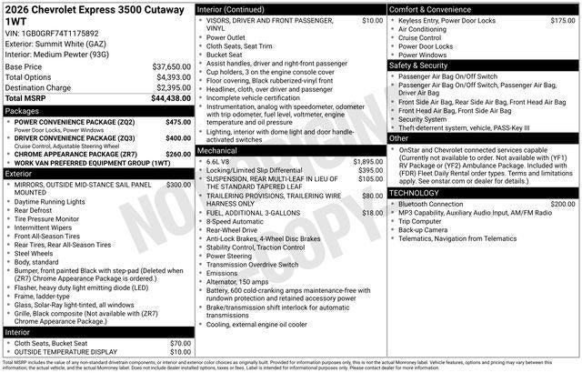 2026 Chevrolet Express Commercial Cutaway Base