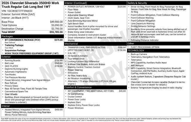 2026 Chevrolet Silverado 3500 HD Work Truck