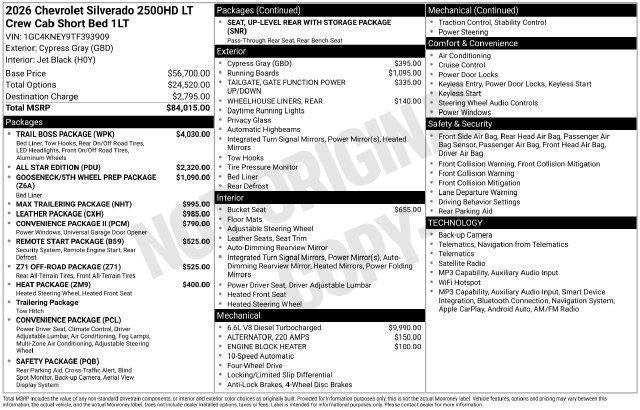 2026 Chevrolet Silverado 2500 HD LT