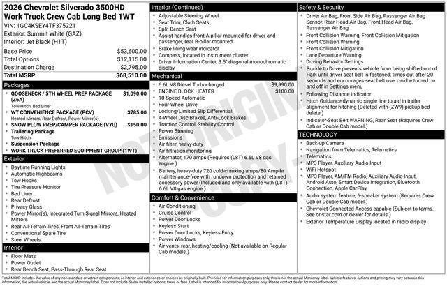 2026 Chevrolet Silverado 3500 HD Work Truck