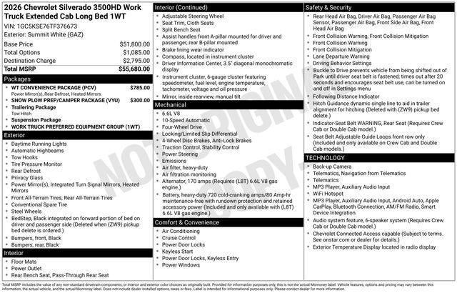 2026 Chevrolet Silverado 3500 HD Work Truck