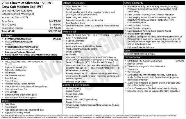 2026 Chevrolet Silverado 1500 Work Truck