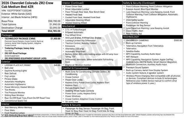 2026 Chevrolet Colorado 4WD ZR2