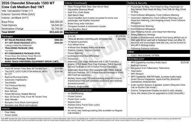 2026 Chevrolet Silverado 1500 Work Truck