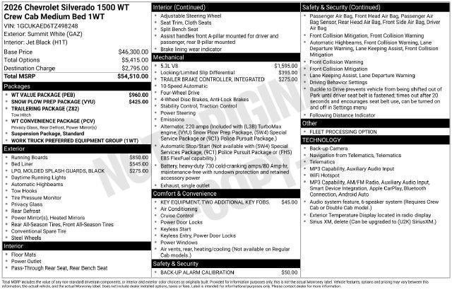 2026 Chevrolet Silverado 1500 Work Truck
