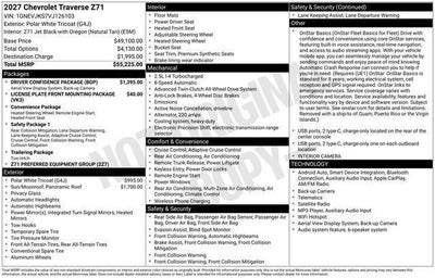 2027 Chevrolet Traverse AWD Z71