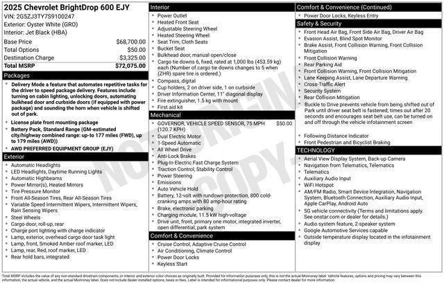 2025 Chevrolet BrightDrop 600 Base
