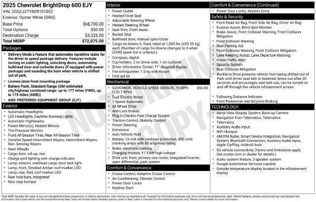 2025 Chevrolet BrightDrop 600 Base