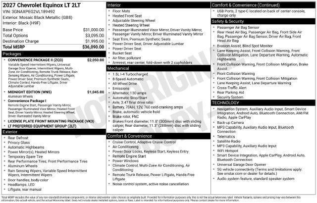 2027 Chevrolet Equinox AWD LT