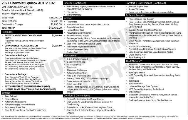 2027 Chevrolet Equinox AWD ACTIV