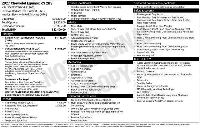 2027 Chevrolet Equinox AWD RS